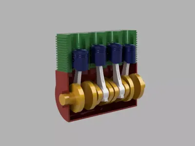 Four Stroke Four Cylinder IC Engine 3D model