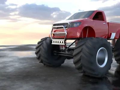 Monster Truck low poly game asset 3D model
