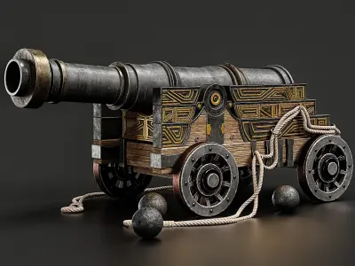 Old Cannon Low-poly 3D model from CGTrader