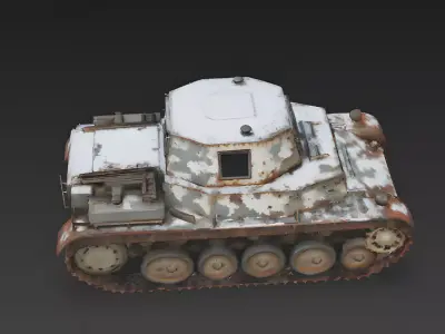 Realistic Abandoned Vintage Light Tank 3D Model Low-poly 3D model
