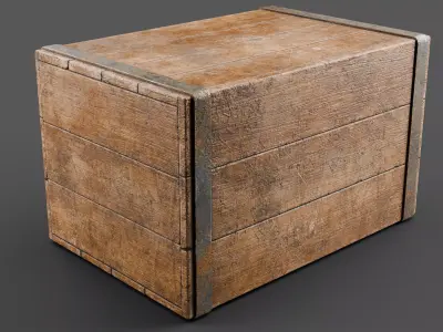 Dirty Old Wooden Crate  Low-poly 3D model