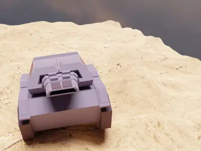 Tank with terrain painting Low-poly 3D model