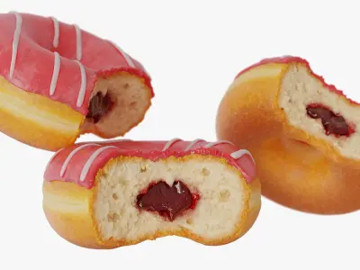  Realistic Strawberry Glazed Donut 