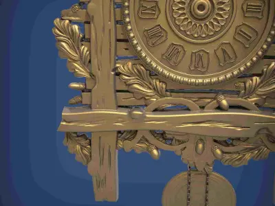Carved clock for 3D printing and CNC 3D print model 15