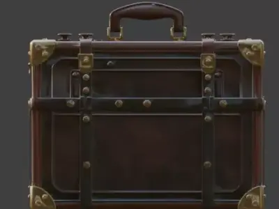 Stylized 3D Steampunk Mechanical Tool Suitcase Low-poly 3D model
