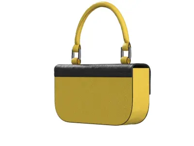 Yellow Leather Baguette Bag 3D model