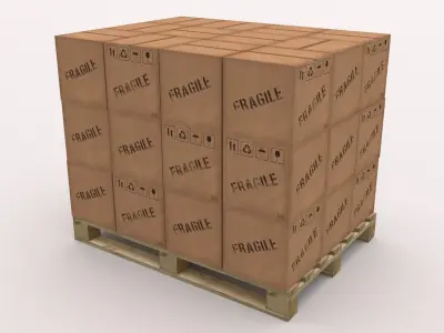 Pallet with Boxes Low-poly 3D model purchase