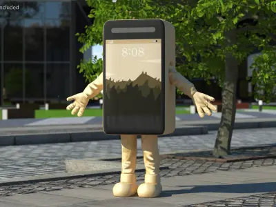 IPhone Costume Character Golden Rigged 3D model