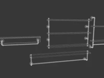 Industrial Pipes Bathroom Set Low-poly 3D model