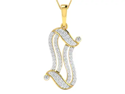 letter s diamond earring pendent set 3D print model