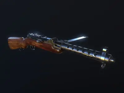 MP-34 german ww2 machine gun pbr Low-poly 3D model