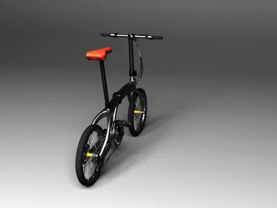 Bicycle folding bike Low-poly 3D model titanium Low-poly 3D model