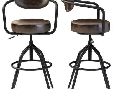 Industrial style swivel bar stool 3D model