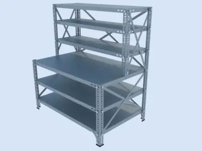 Steel shelving system for archive and storage 3D model