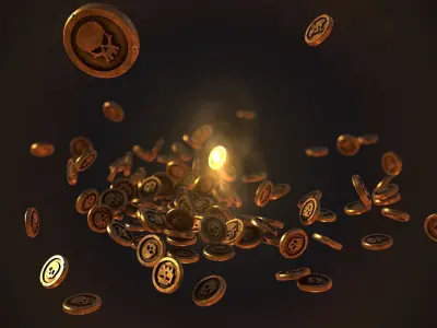 Stylize Pirate Gold Coin Low-poly 3D model