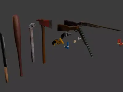 PSX Low-Poly Survival Props Pack Free low-poly 3D model