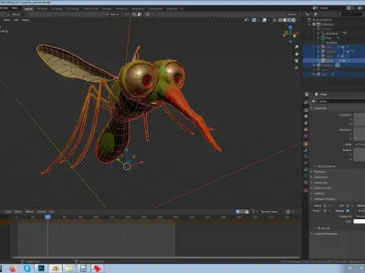 mosquito with big eyes Low-poly 3D model