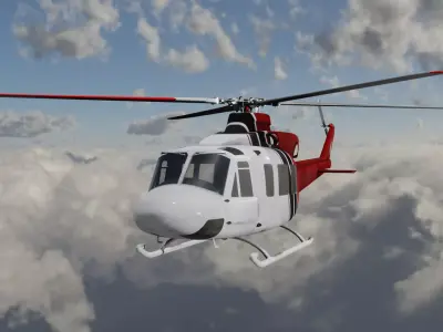  Helicopter red 3D Model Low-poly 3D model