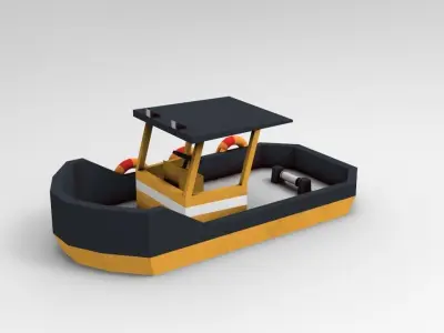 Low Poly Boat bulldozer Low-poly 3D model