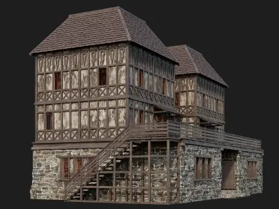 Old Medieval House 4K Textures GameReady 149 Low-poly 3D model