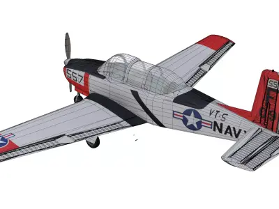Beechcraft T34A Low-poly 3D model