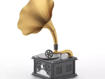 An antique gramophone a gramophone from old-fashioned 3D model