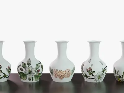 Vase Set Free low-poly 3D model