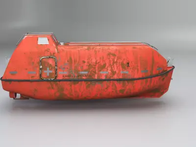 Old Aged Lifeboat Marine Rescue Vessel model Low-poly 3D model