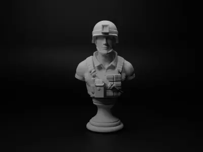 Modern Combat Soldier Bust Chess 3D print model buy
