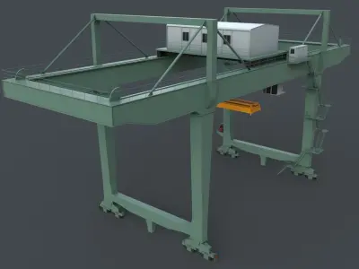 PBR Rail Mounted Gantry Crane RMG V2 - Green Light Low-poly 3D model
