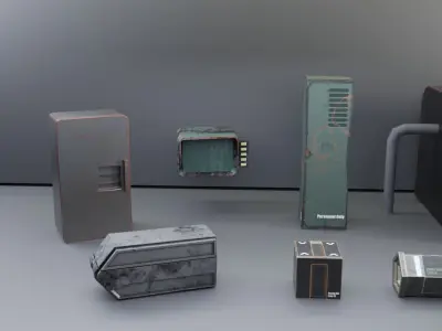 Fallout Inspired Props Pack Game Ready Assets Low-poly 3D model
