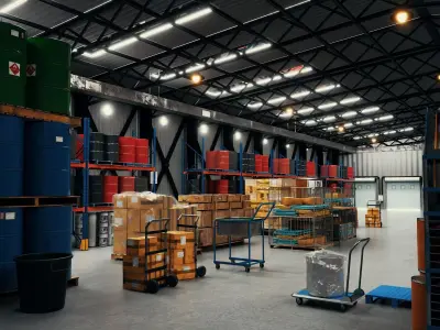 Industrial Warehouse And Logistics Distribution Center 3D model