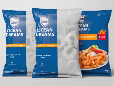 Frozen Shrimps Package Bags 3D model