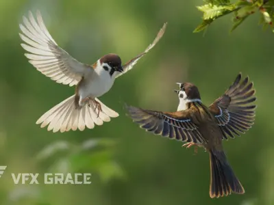 Sparrow Animated VFX Grace 3D model