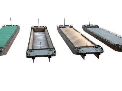 Barges   collection  01 Low-poly 3D model