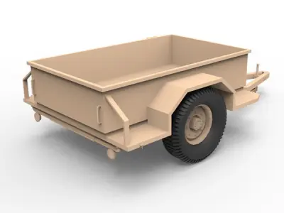 Military utility trailer Low-poly 3D model