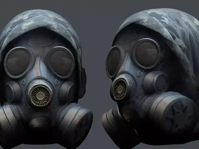 Gas mask helmet 3d model military combat Low-poly  Low-poly 3D model 2
