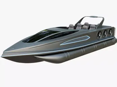 High-speed Performance Pontoon Boat 3D model