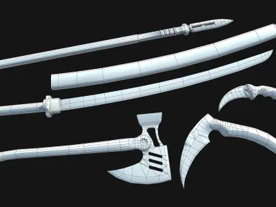 Melee weapons Low-poly 3D model get