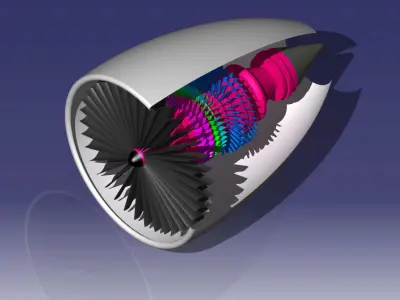 Airplane jet engine blades Low-poly 3D model