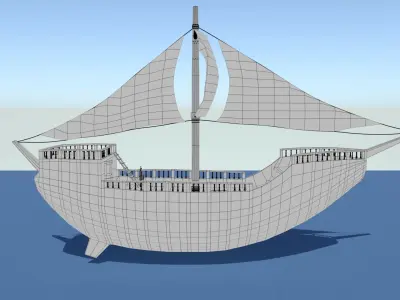 Wooden Boat 3D model