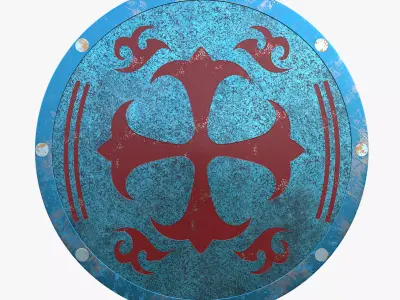 Fantasy Blue Heraldic Shield 3D Model Low-Poly Game Ready PBR Low-poly 3D model