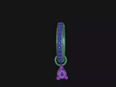 Diamond Hoop Earrings with pear pink drop 3D model