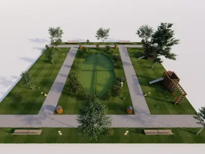 public park-Private Park Landscape 3D model shop