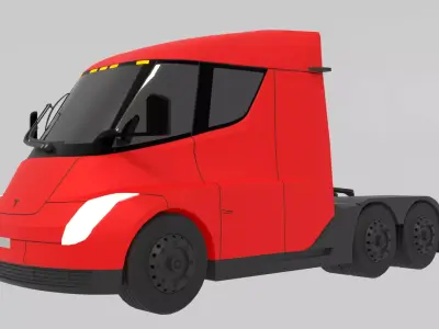 Low-Poly Electric Semi Truck - Tesla Daycab Tractor Truck 2018 Low-poly 3D model