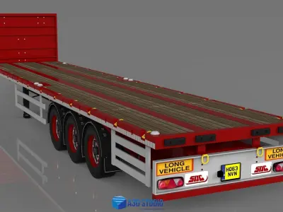 3D model of a SDC flatbed trailer 3D model