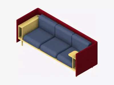 Sofa - Contemporary - Flame - Medium - Armrest Shelf Low-poly 3D model purchase