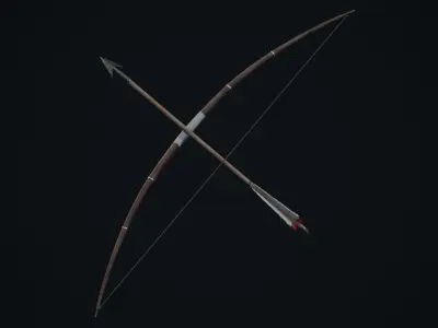 Medieval Weapon Bow and Arrow -PBR- Game Ready Low-poly 3D model