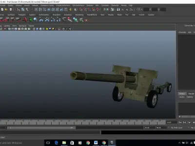 military canon gun 130 mm Low-poly 3D model
