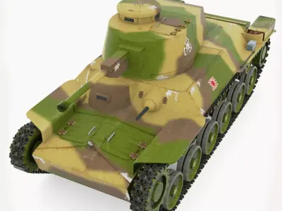 Tank Type 97 Chi-Ha Low-poly 3D model